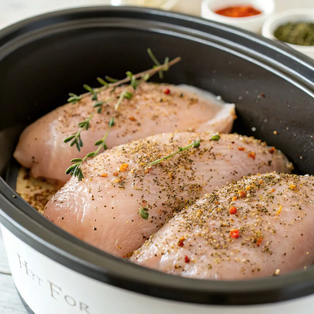 Instructions for Slow Cooker Chicken Caesar Wraps : Prepare the Chicken